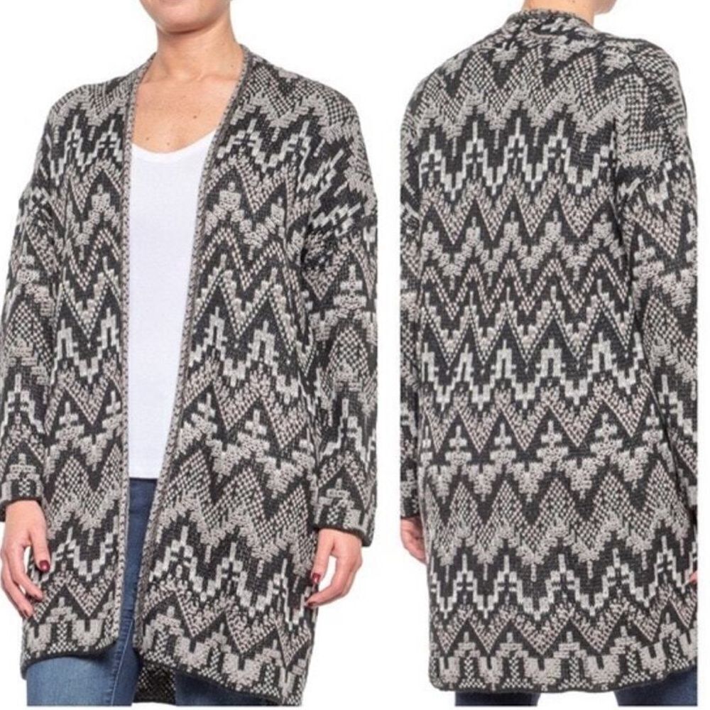 Lucky Brand black and gray open bohemian cardigan size medium